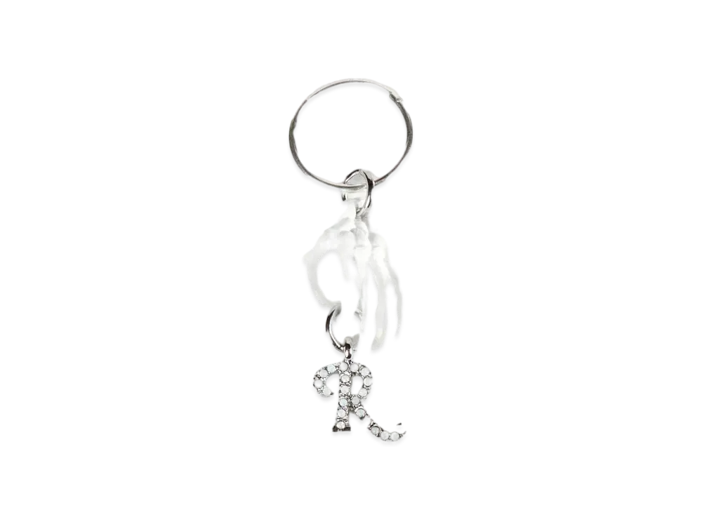 RAF SIMONS Skeleton Hand Holding Strassr Earring "Solid White"