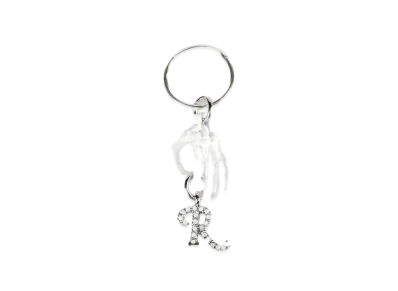 RAF SIMONS Skeleton Hand Holding Strassr Earring "Solid White"