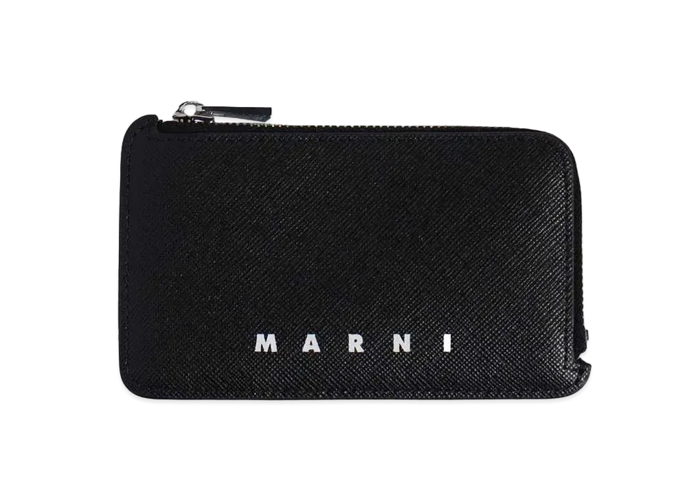 MARNI C/C HOLDER W ZIP COIN CASE "BLACK/BLUBLACK"