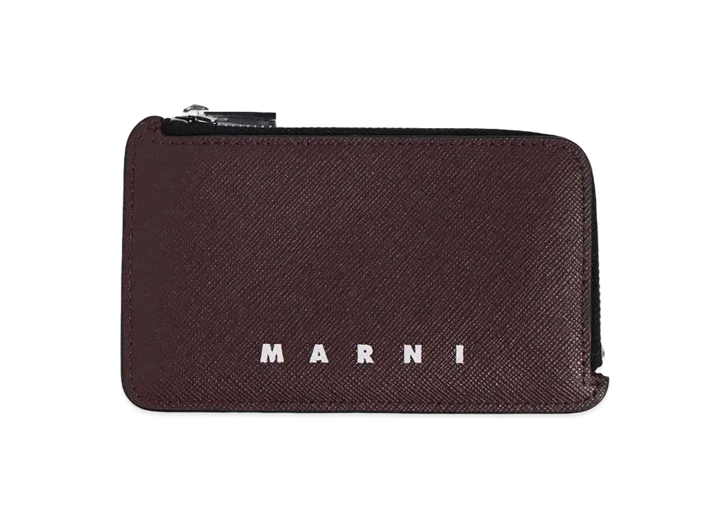 MARNI C/C HOLDER W ZIP COIN CASE "CHOCOLATE/ARBUTUS"