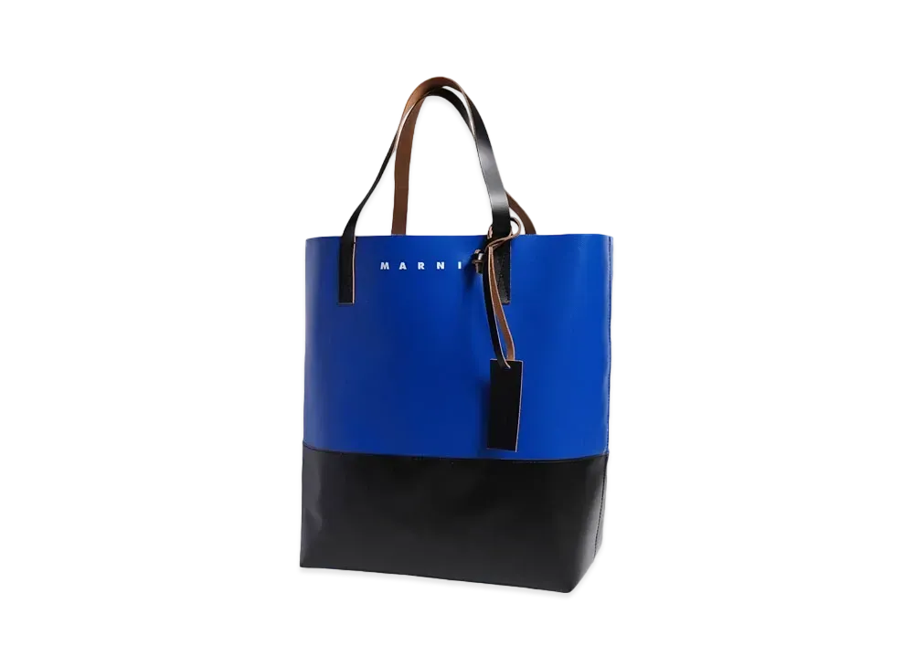 マルニ トライベッカ ショッピングバッグ N/S "ロイヤル/ブラック/ブラック"