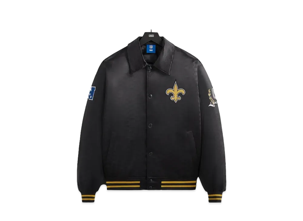 Kith x the NFL: Saints Satin Bomber Jacket "Black"