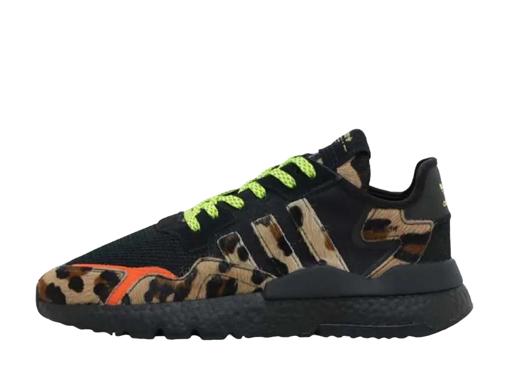 Uptown Deluxe × adidas Nite jogger "Core Black/Solar Yellow/Leopard"