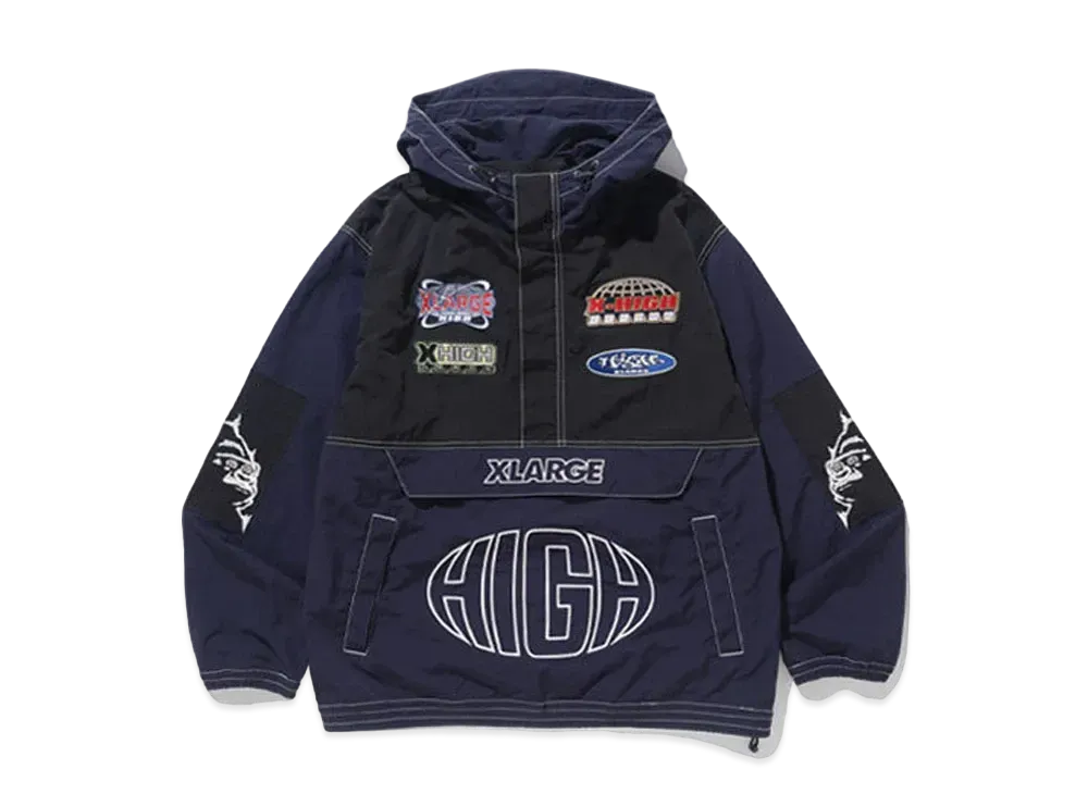 XLARGE x HIGH COMPANY Hooded Anorak Jacket "Navy"