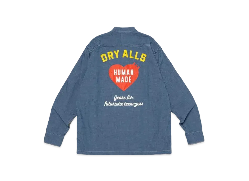 HUMAN MADE Stand Collar Chambray L/S Shirt #1 "Blue"