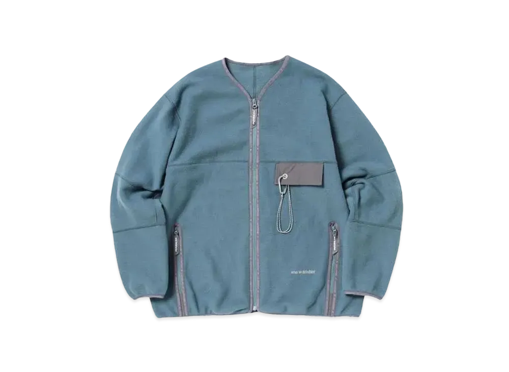 and wander wool fleece cardigan "BLUE GRAY"