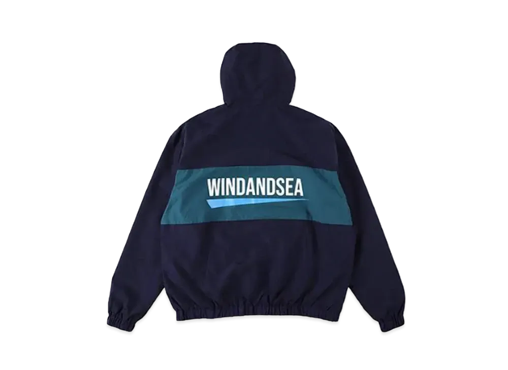 WIND AND SEA Fishnet Recycle Nylon Zip Jacket "Navy"