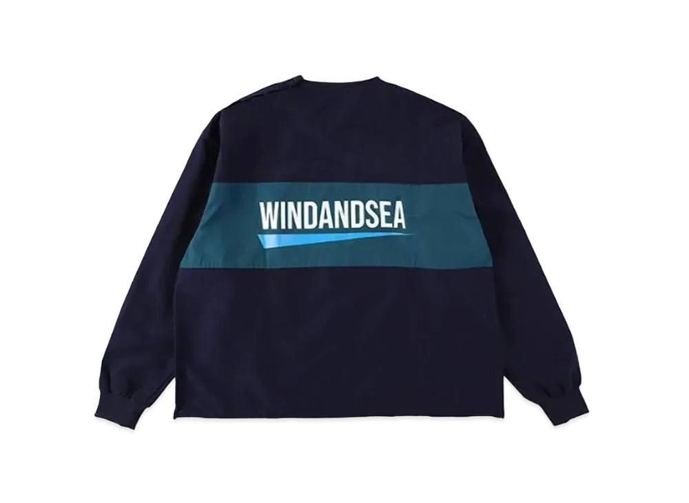 WIND AND SEA Fishnet Recycle Nylon Crew Neck Pullover Shirt "Navy"