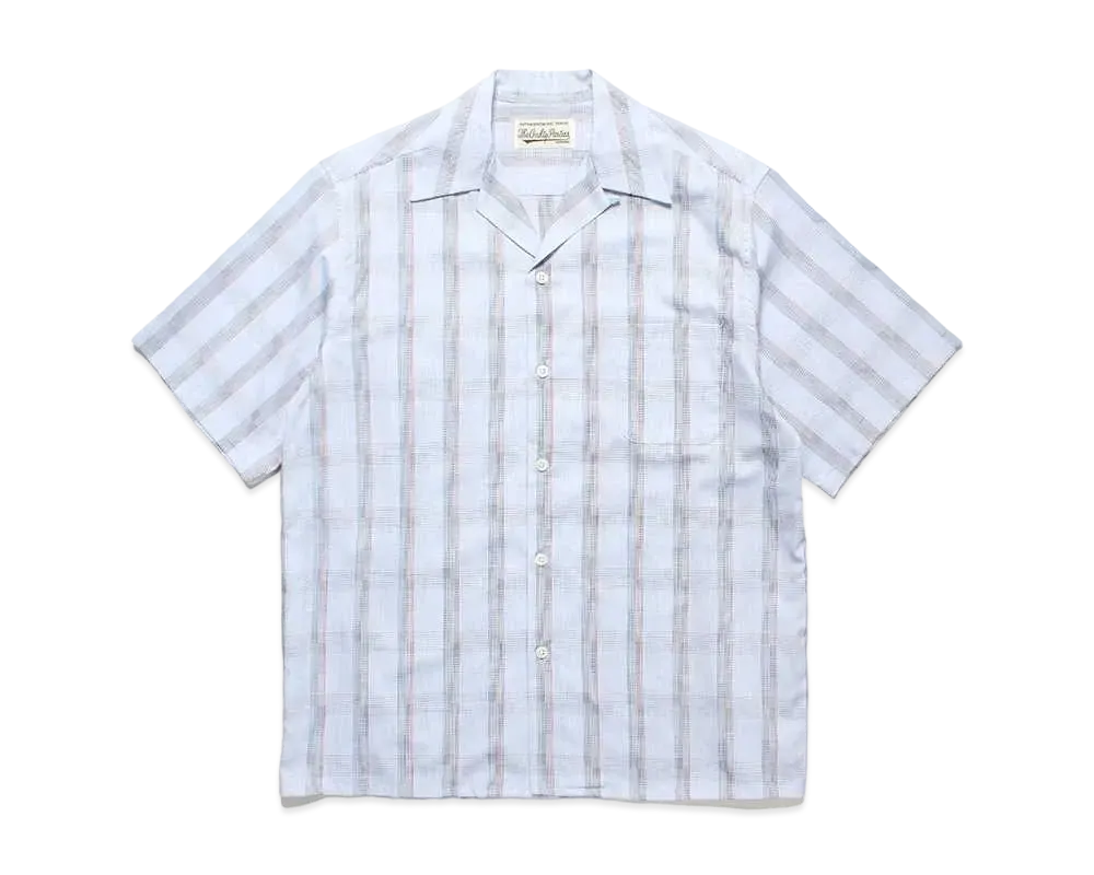 WACKO MARIA Open Collar Shirt Vintage Fabric "Sax"