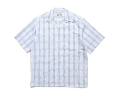 WACKO MARIA Open Collar Shirt Vintage Fabric "Sax"