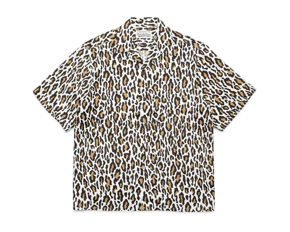 WACKO MARIA Leopard Open Collar Shirt "White"