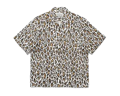 WACKO MARIA Leopard Open Collar Shirt "White"