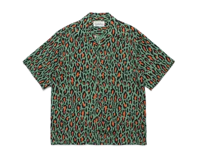 WACKO MARIA Leopard Open Collar Shirt "Green"