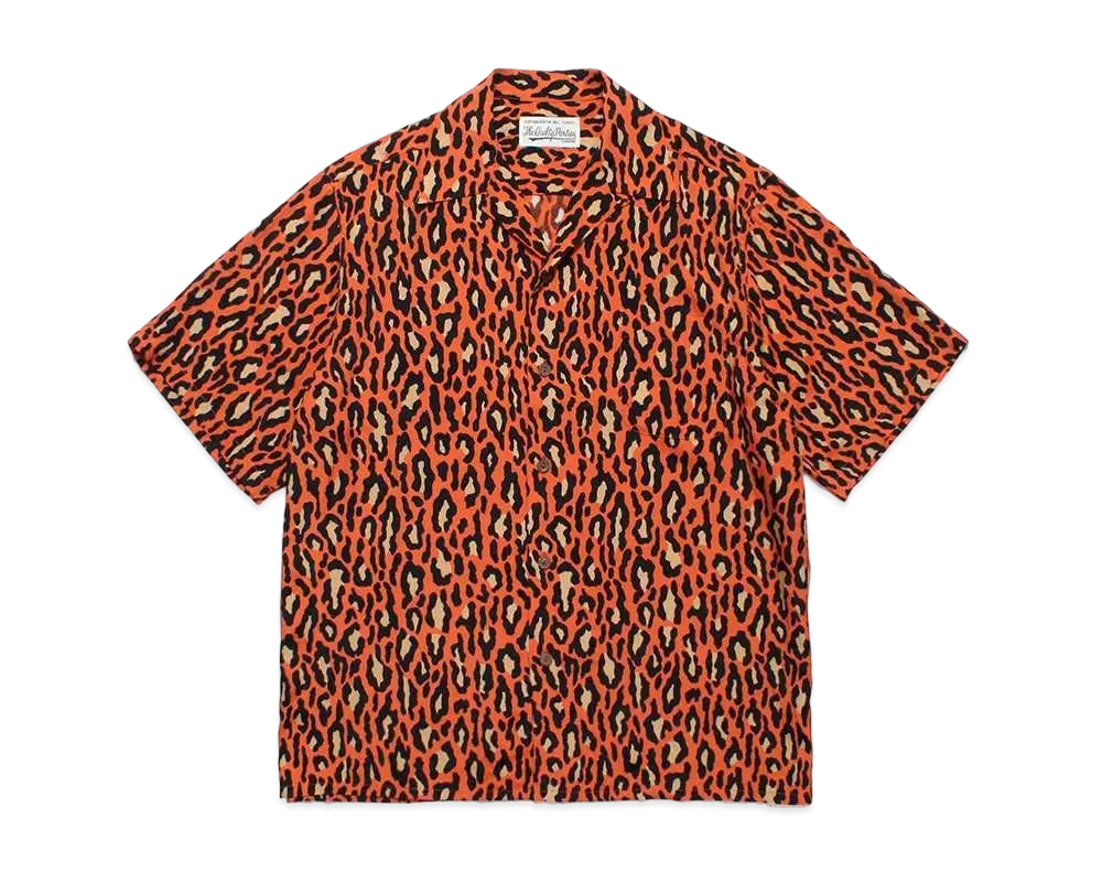 WACKO MARIA Leopard Open Collar Shirt "Orange"