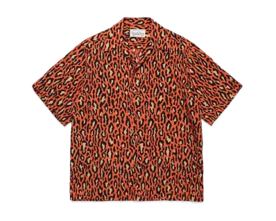 WACKO MARIA Leopard Open Collar Shirt "Orange"