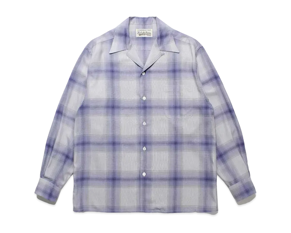 WACKO MARIA Check Open Collar Shirt "White/Purple"