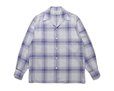 WACKO MARIA Check Open Collar Shirt "White/Purple"