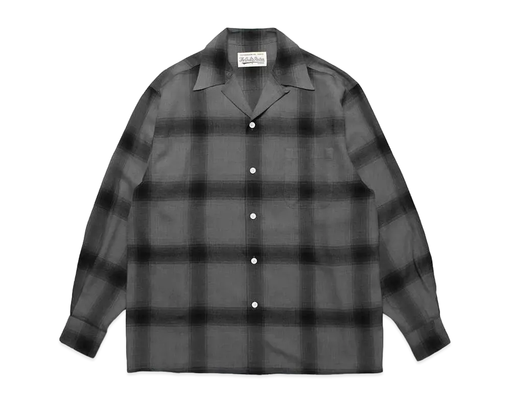 WACKO MARIA Check Open Collar Shirt "Gray"