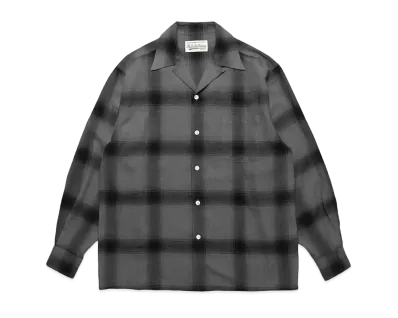 WACKO MARIA Check Open Collar Shirt "Gray"