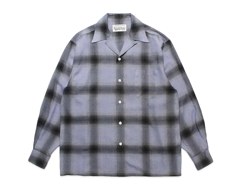 WACKO MARIA Check Open Collar Shirt "Purple"