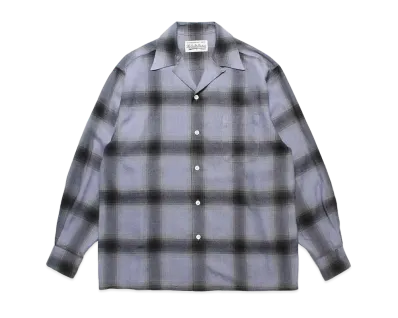 WACKO MARIA Check Open Collar Shirt "Purple"