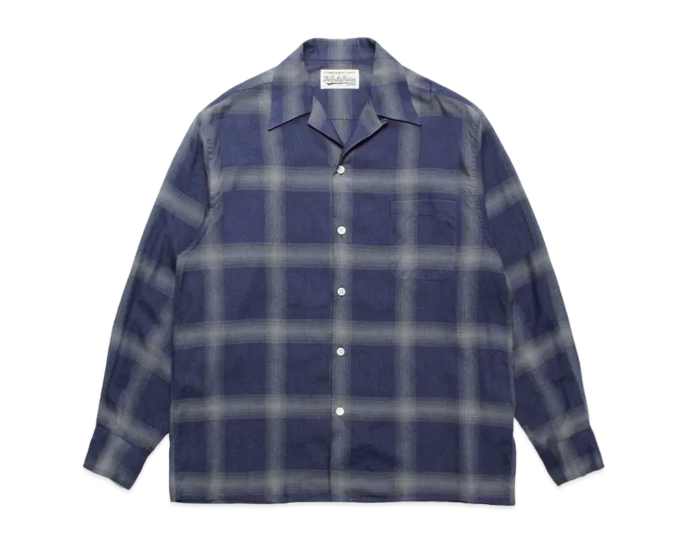 WACKO MARIA Check Open Collar Shirt "Navy"