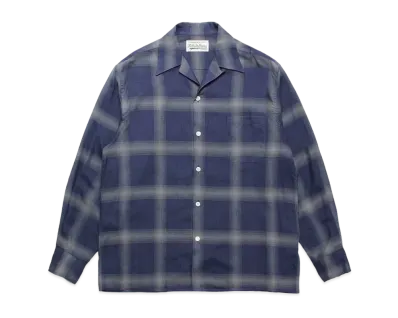 WACKO MARIA Check Open Collar Shirt "Navy"