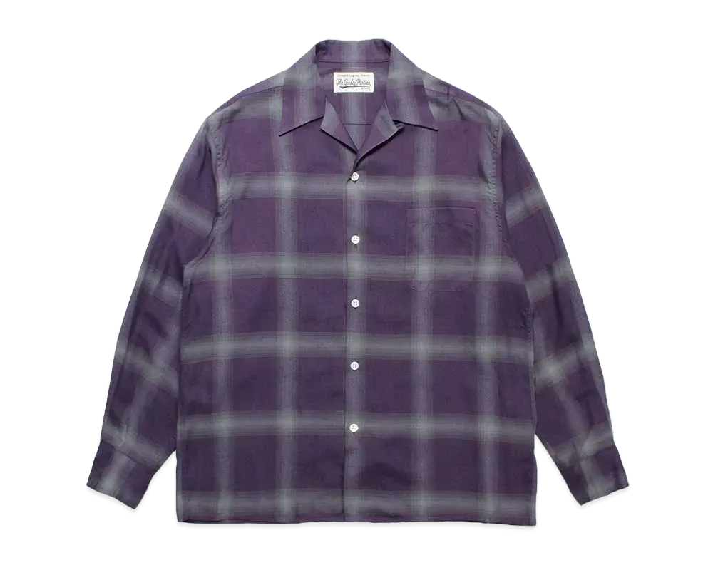 WACKO MARIA Check Open Collar Shirt "Purple"