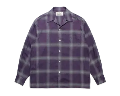 WACKO MARIA Check Open Collar Shirt "Purple"