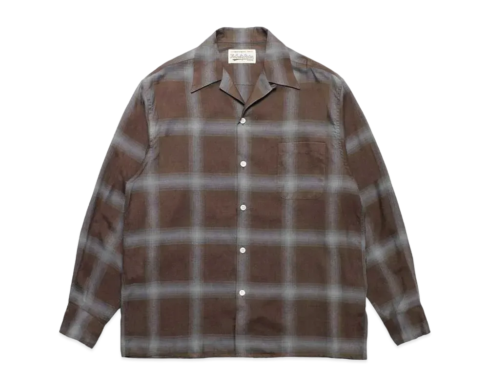 WACKO MARIA Check Open Collar Shirt "Brown"