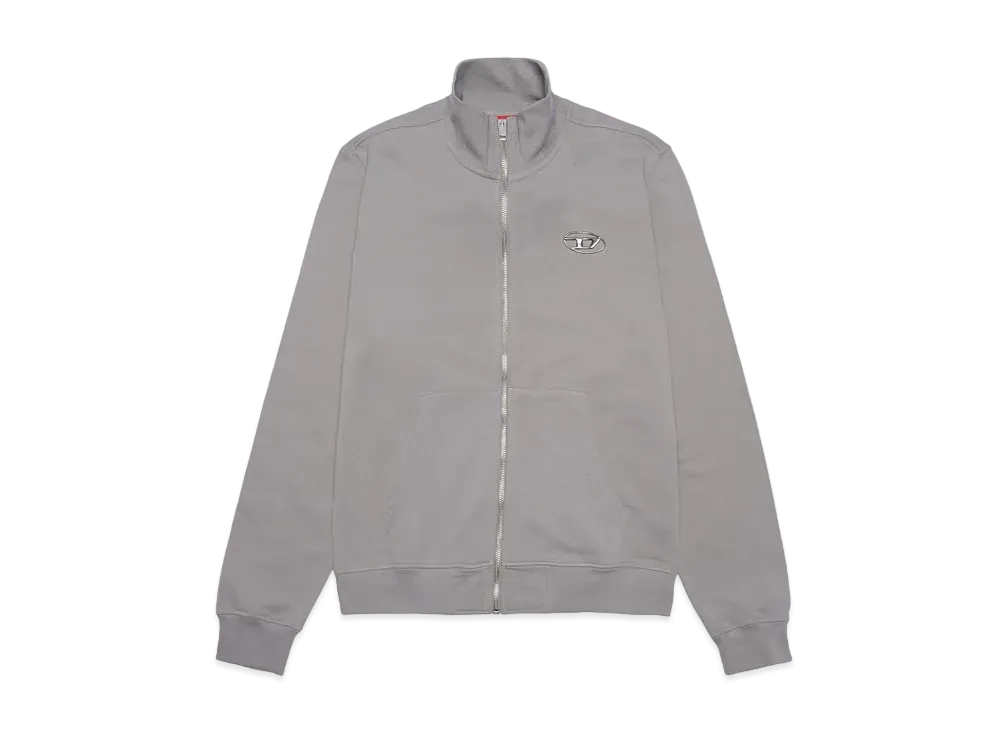 ジニ Men's Zip-up sweatshirt with metallic logo | Grey | Diesel