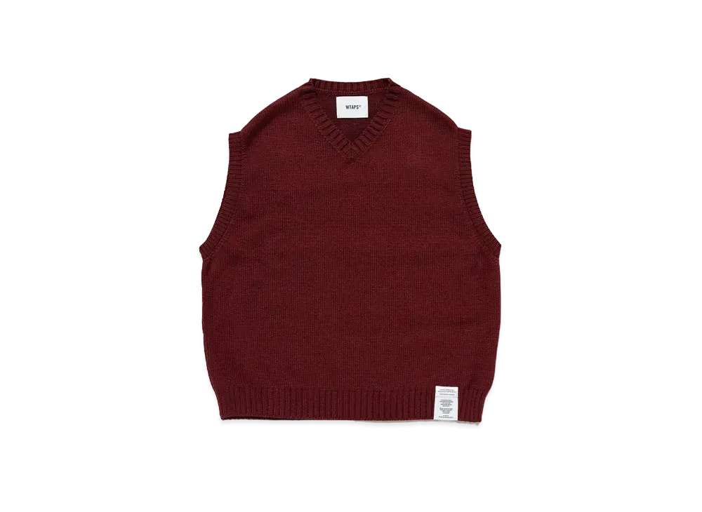 Wtaps Ditch / Vest / Acrylic. Sign "Burgundy"