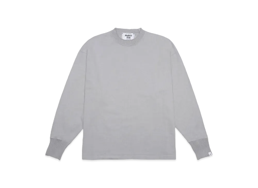 Perfect ribs Side Slit Long Sleeve T Shirts "Gray"