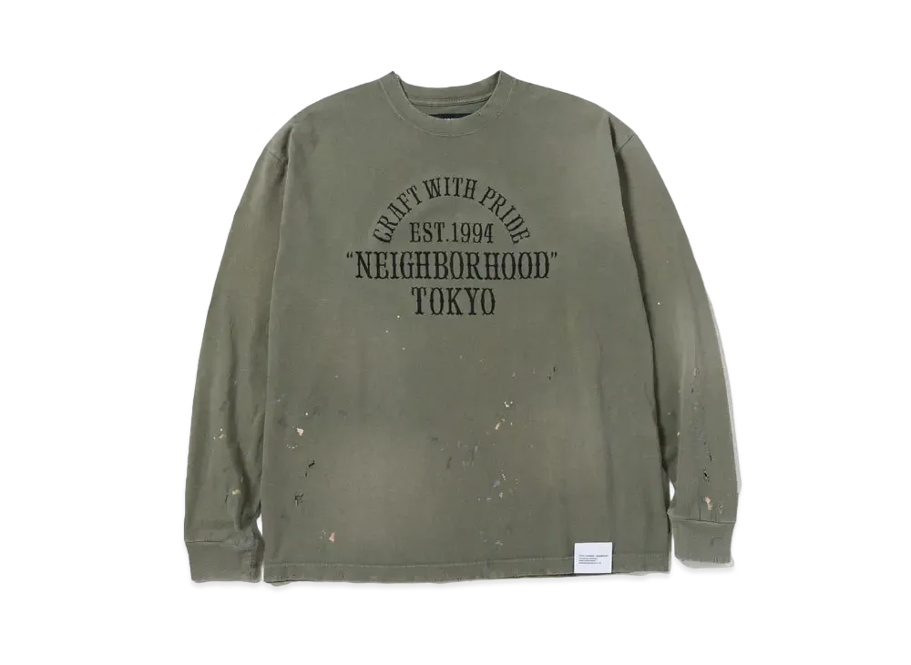 NEIGHBORHOOD Damage Crewneck LS "Olive Drab"