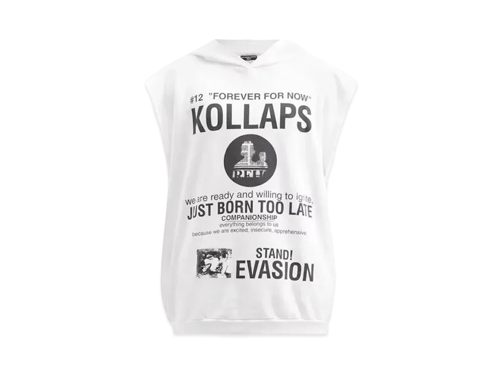 RAF SIMONS Archive Redux SS02 Sleeveless Slogan Print Cotton Sweatshirt "White"