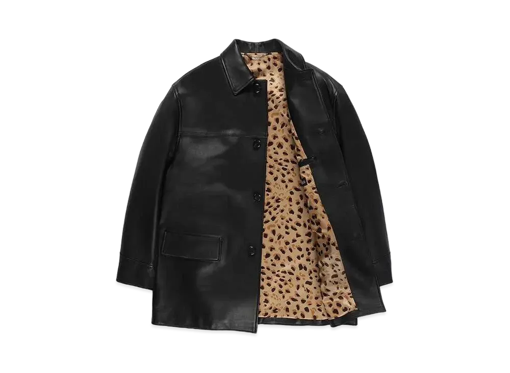 WACKO MARIA Leather Car Coat "Black"