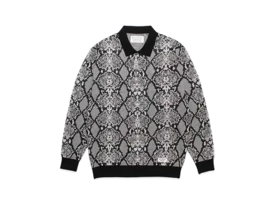 WACKO MARIA Python Knit Jacquard Polo Shirt "White"