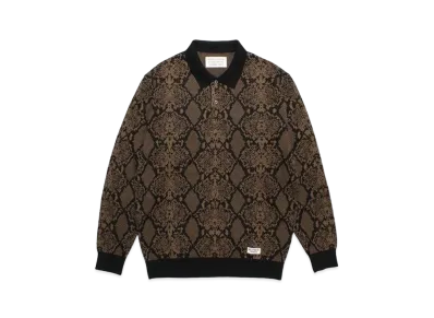 WACKO MARIA Python Knit Jacquard Polo Shirt "Brown"