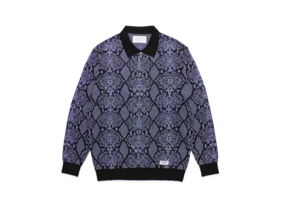 WACKO MARIA Python Knit Jacquard Polo Shirt "Blue"
