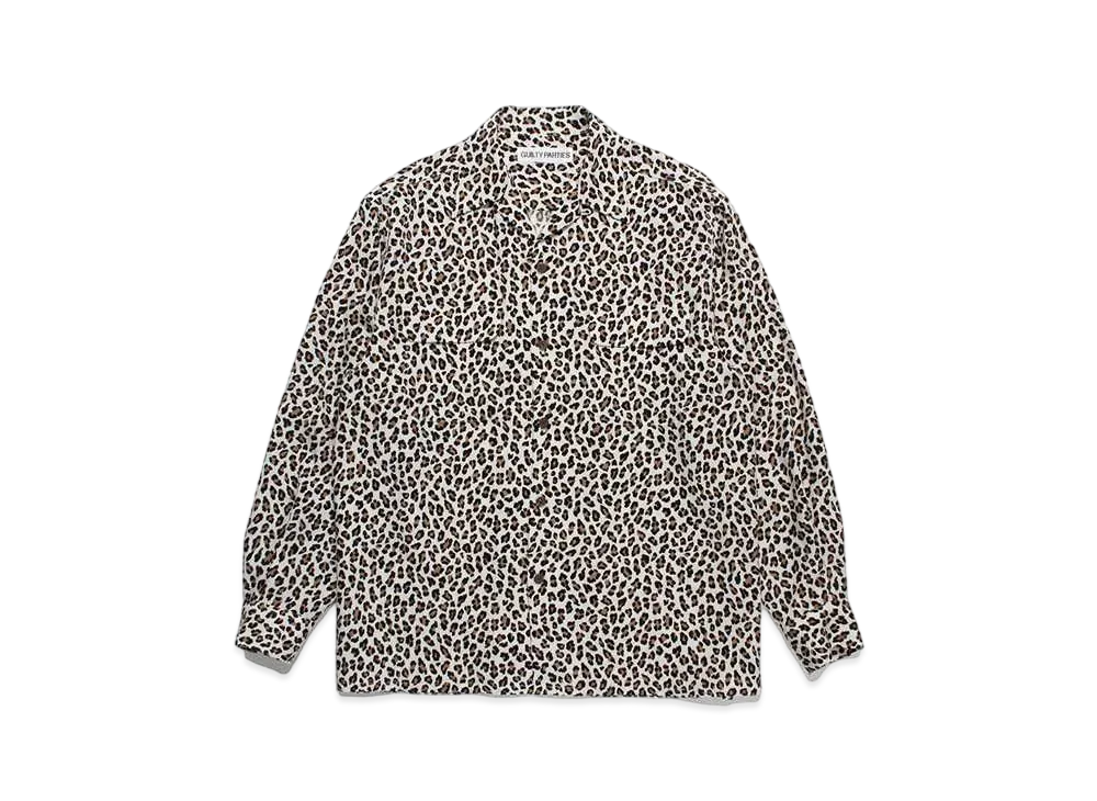 WACKO MARIA Leopard Open Collar Shirt "White"