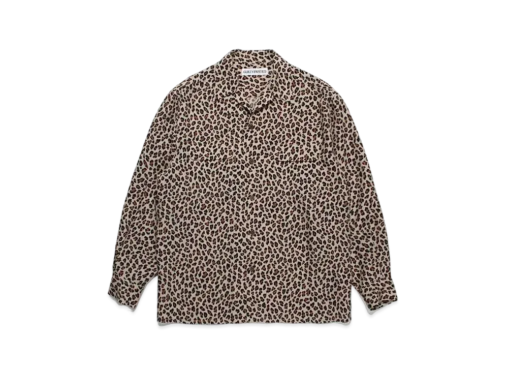 WACKO MARIA Leopard Open Collar Shirt "Beige"