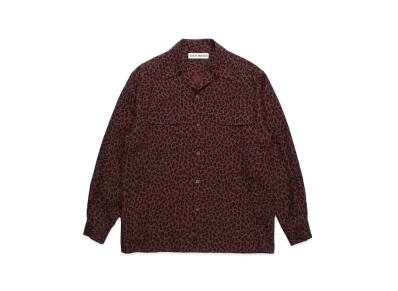 WACKO MARIA Leopard Open Collar Shirt "Burgundy"