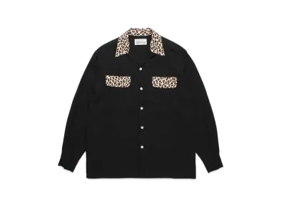 WACKO MARIA Two Tone 50's Open Collar Shirt "Black"