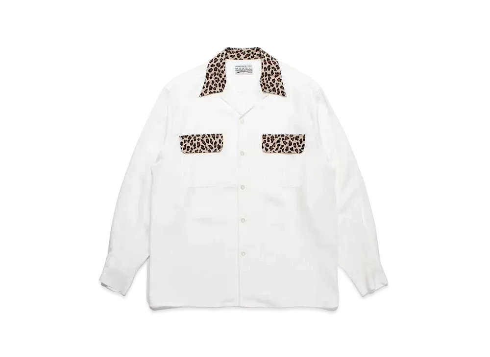 WACKO MARIA Two Tone 50's Open Collar Shirt "White"