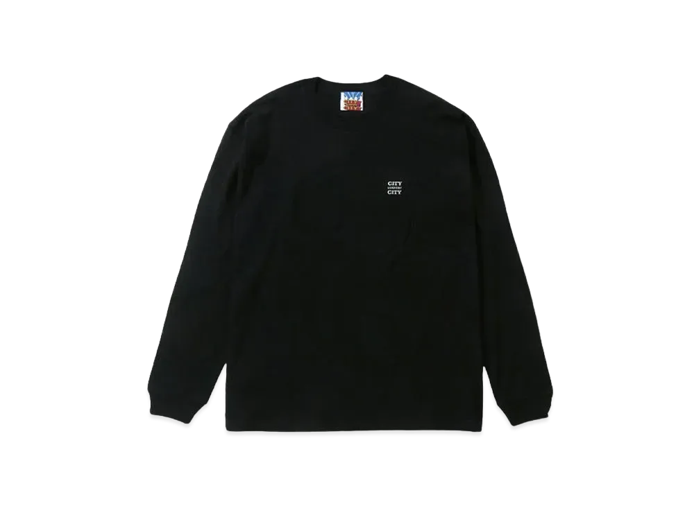 CITY COUNTRY CITY EMBROIDERED LOGO COTTON L/S T-SHIRT "BLACK"