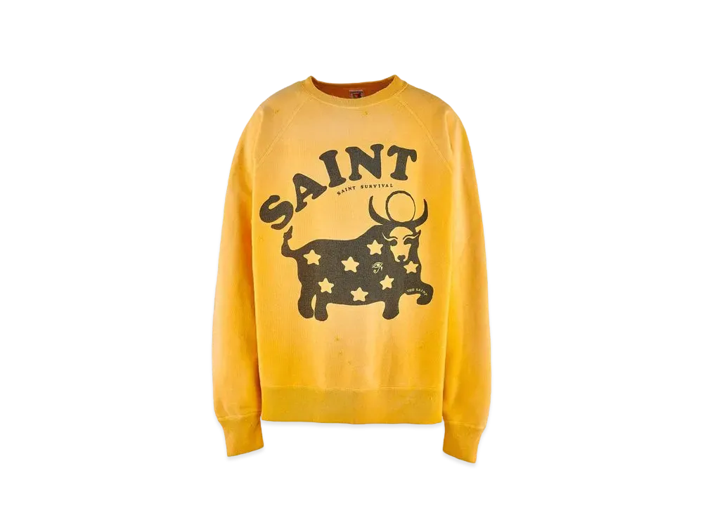 セントマイケル 23AW カウ CRW N スウェット "イエロー"