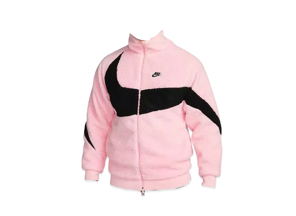 Nike Full Zip Reversible Boa Jacket Sportswear Swoosh "Medium Soft Pink/Black" BQ6546-690