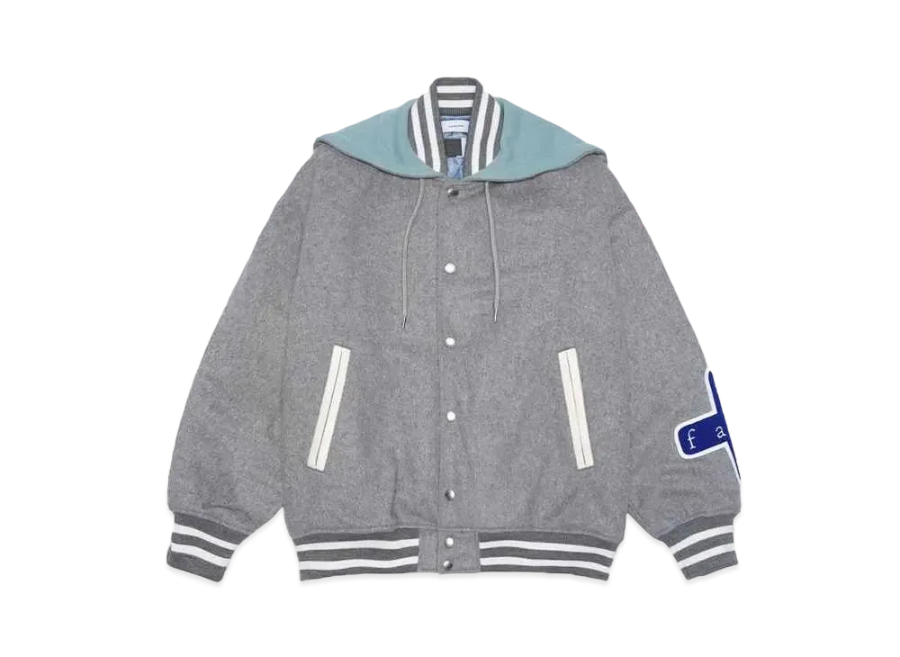 FACETASM HOODED STADIUM JACKET "GRAY"