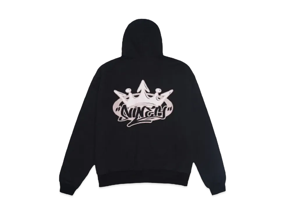 9090 King Logo Zip Hoodie"Rich Black"