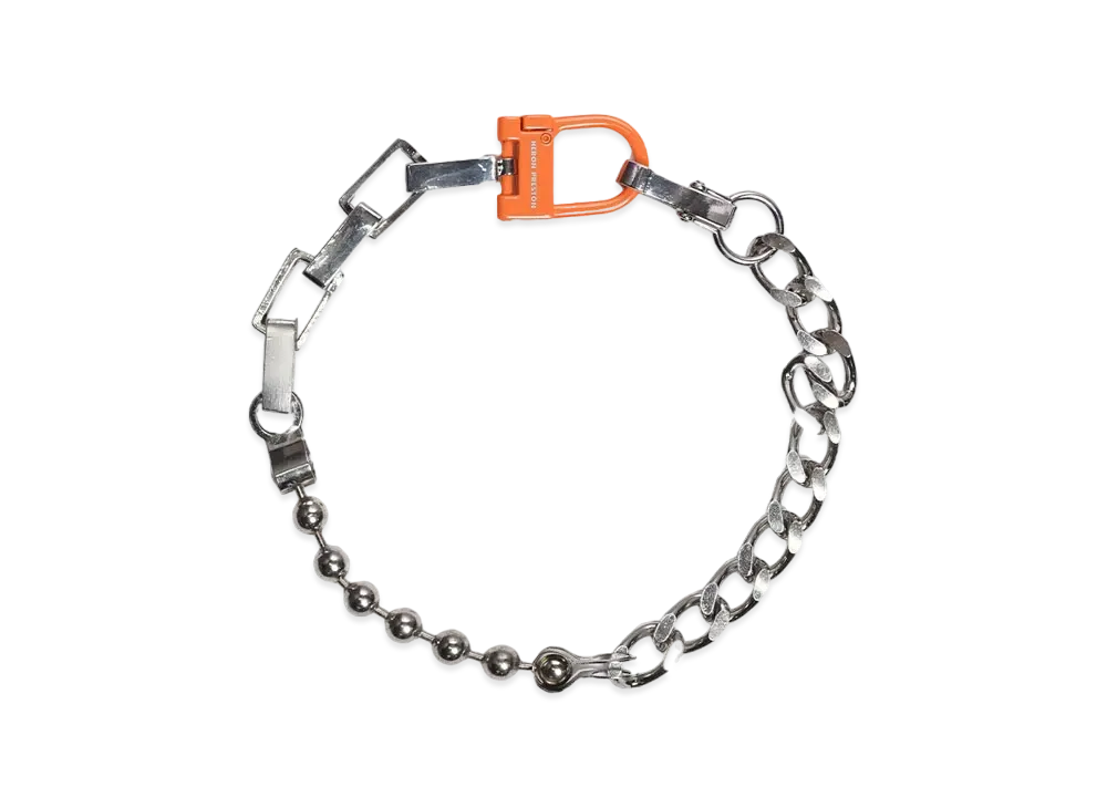 HERON PRESTON MULTICHAIN SQUARE NECKLACE "SILVERxORANGE"